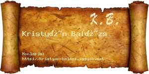 Kristyán Balázs névjegykártya